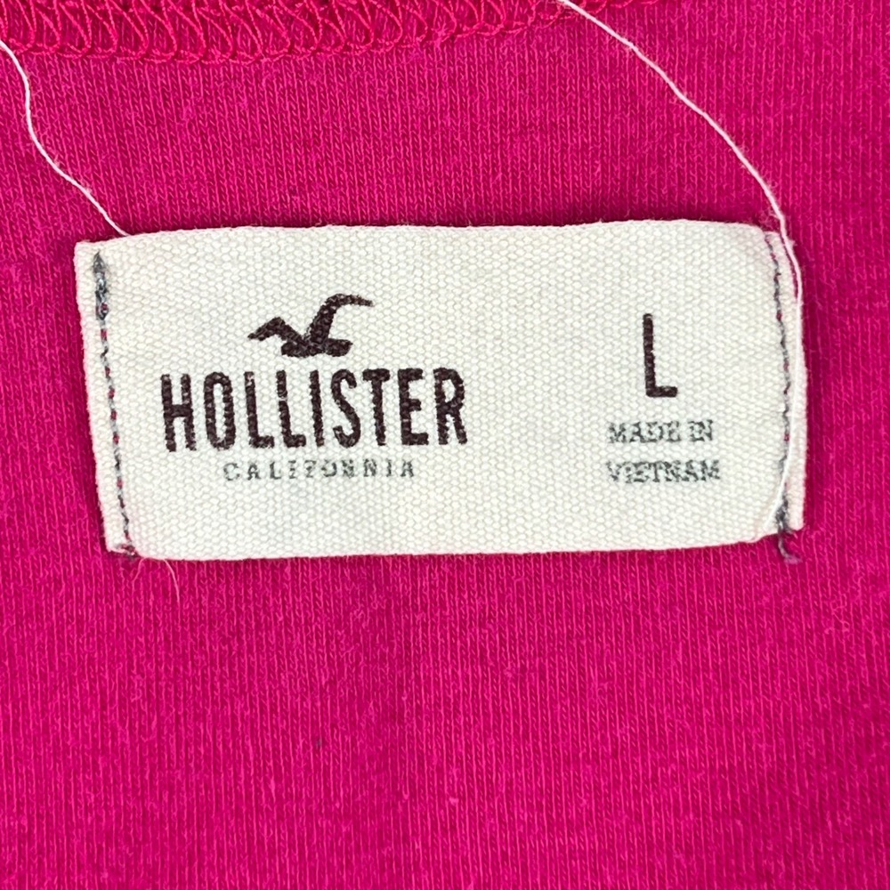 Y2K Hollister Womens Hot Pink Lace Trim Racerback Tank Top Size L Ribbed - Picture 2 of 6